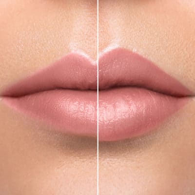Comparison of female lips after augmentation close up before and after treatment image of female lips